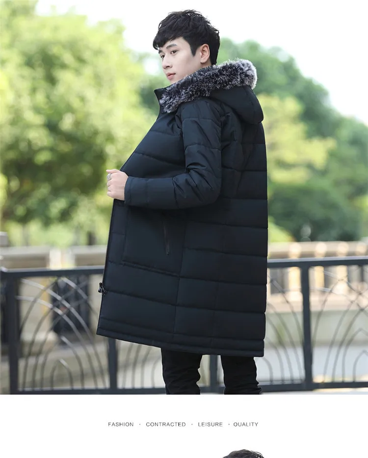 Winter Hot Selling Men New Style Mid-length Cotton Coat Thick Warm Cotton-padded Jacket Youth Lengthen down Jacket Cotton-padded