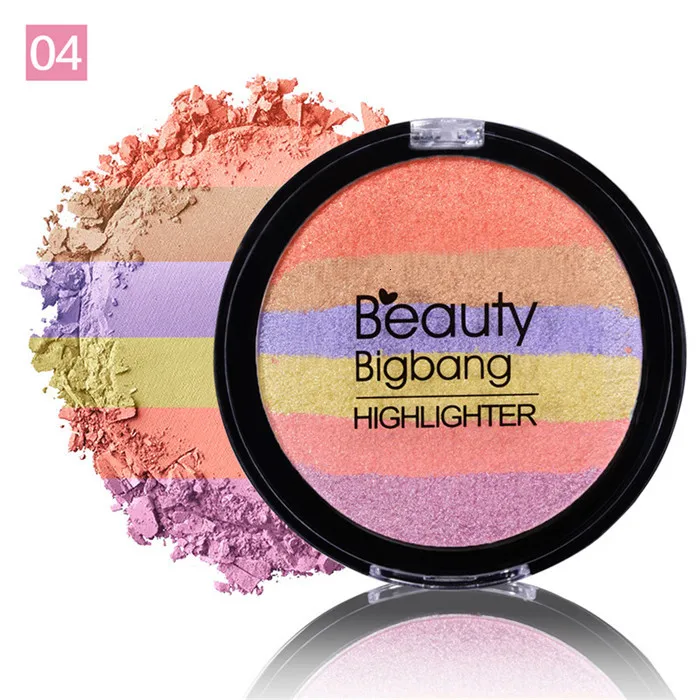 04 BeautyBigBang Макияж для лица Радужный Iluminador хайлайтер пудра палитра бронзант, контур, мягкая минеральная палитра Maquiagem - Цвет: 04