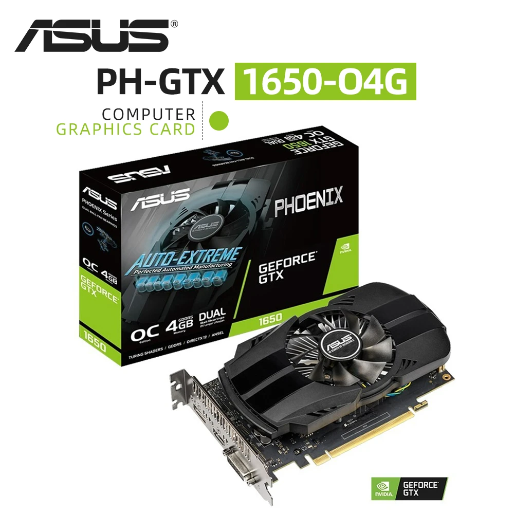 latest gpu for pc ASUS Graphic Card PH-GTX1650-O4G New GDDR5 128 Bit GTX 1650 4GB NVIDIA 12NM 6Pin Video Card placa de graphics card GPU video card in computer