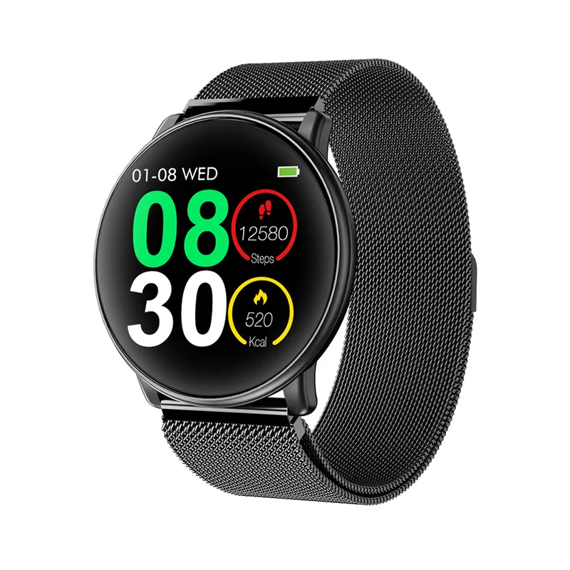 KOMTOP Uwatch2 Смарт часы для Andriod, IOS 1,33 'полный сенсорный экран IP67 25 дней в режиме ожидания 7 спортивных режимов полностью металлический Unibody reloj - Цвет: Black