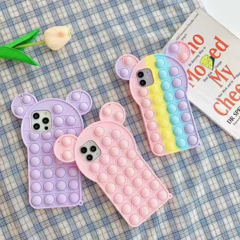 New Kawaii Color Mickey Case for Iphone11 12Pro Max Xr Simple Dimple Fidget Toys Push It Bubble Soft Silicone Phone Cover | Игрушки и