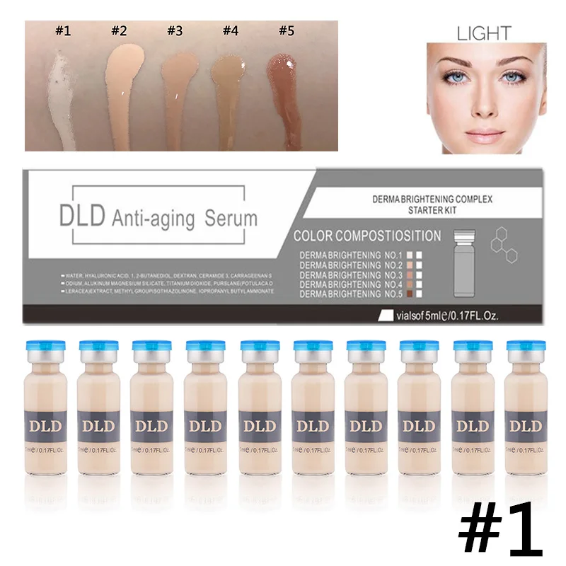 10pcs kit1 BB крем для перманентного макияжа для осветления лица Mesowhite естественного оттенка тональный крем BB крем для макияжа кожи 10 шт./компл. косметика парфюмерия диспенсер 5 мл DLD в Корейском стиле анти-старения - Цвет: 10pcs kit1