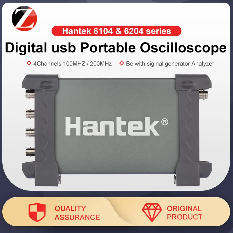 Hantek цифровой USB осциллограф для ПК 6104be 6204be серия 4 канала 100 МГц 200 МГц 1 сигнальный генератор анализатор автомобильный детектор