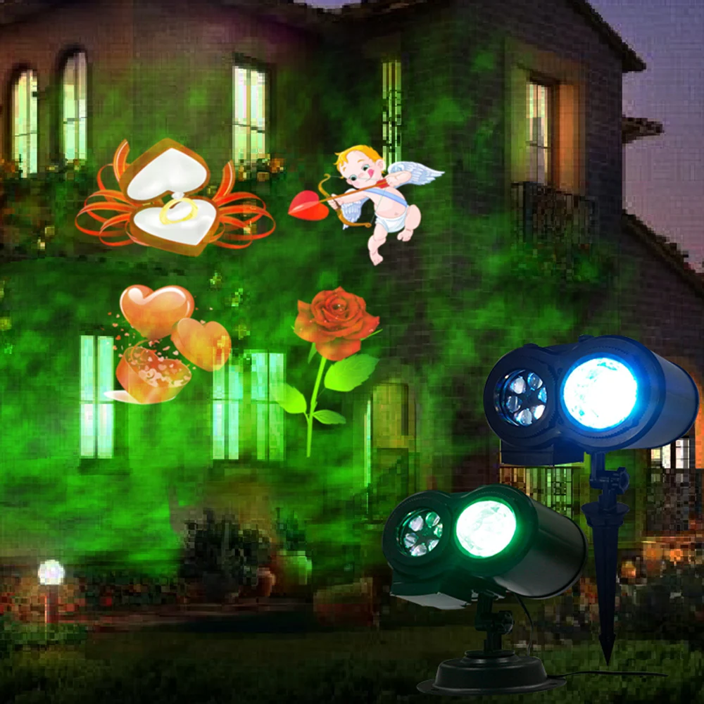 Party lights 7W 12 Patterns RGBW LEDs Projector Stage Light AC 110-240V Water Waving Moving Christmas Light with Remote Control