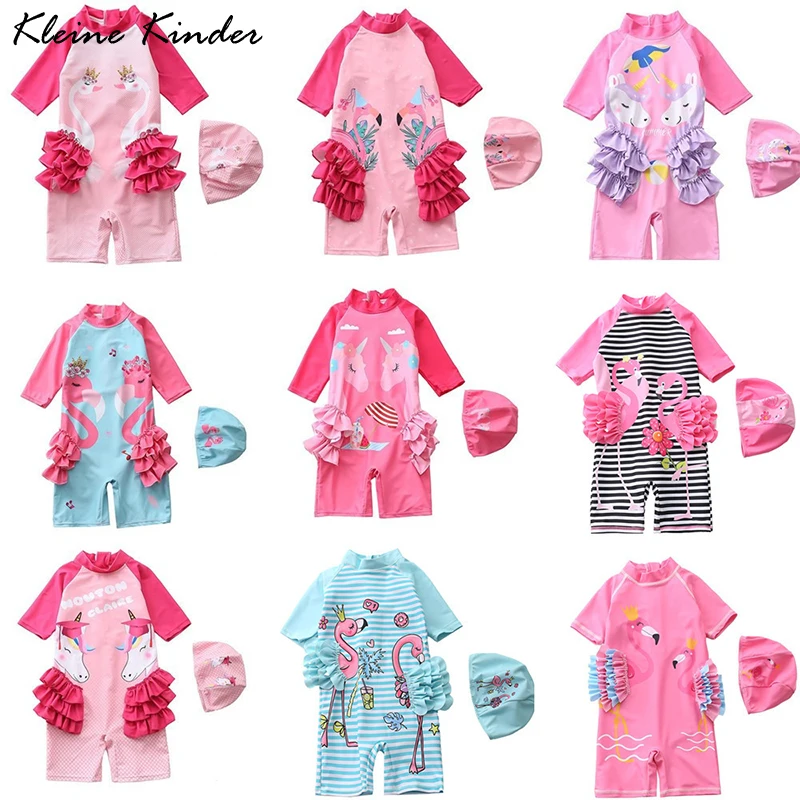 

Swimsuit for Girls One Piece Bathing Suit Kids Ruffle Flamingo Toddler Infant Children's Swimwear UV Protect Beach Swimming Suit