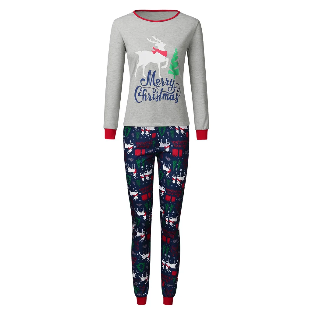 Christmas Women Mom Printed Letter Top+Cartoon Pants Xmas Clothes Pajamas pyjamas women пижама женская