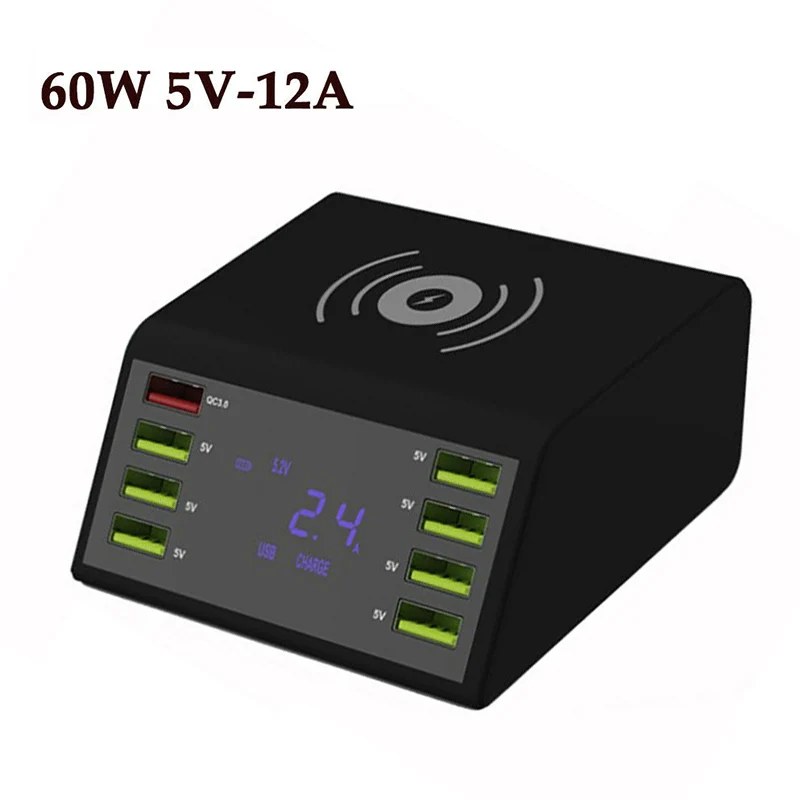 8 портов USB настенное Зарядное устройство QC 3,0 Smart Мощность адаптер ЖК-дисплей Дисплей зарядная док-станция для Зарядное устройство для samsung Galaxy S10e S10 S8 S9 плюс