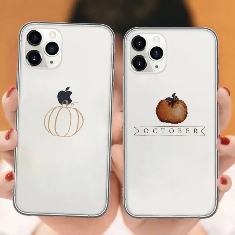 

Pumpkin happy autumn fall leaves Phone Case Transparent soft For iphone 5 5s 5c se 6 6s 7 8 11 12 plus mini x xs xr pro max