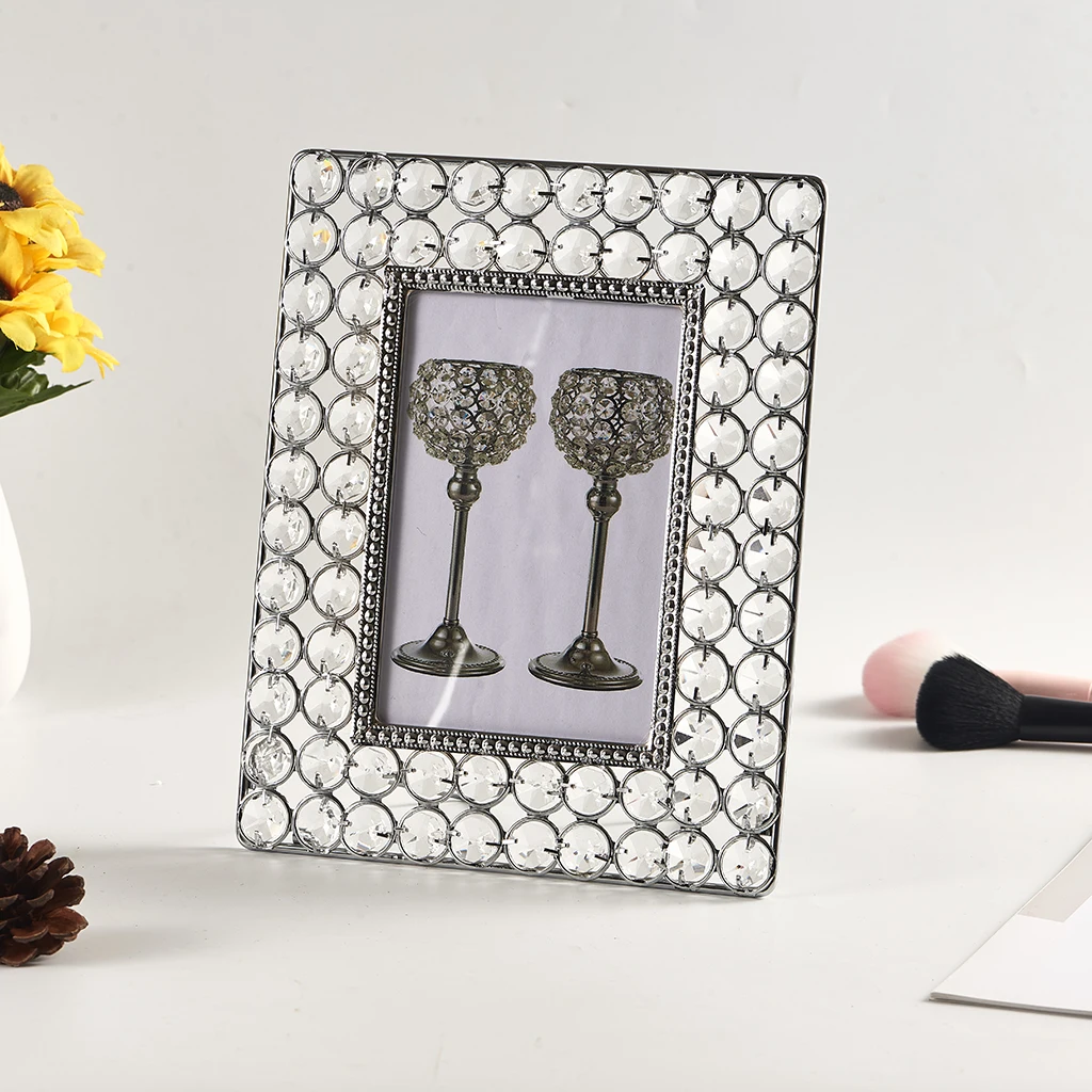 Crystal Beaded Photo Frame Bridal Favor Metal Frames Photo Display Decor