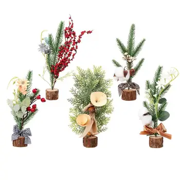 

5Pcs Xmas Decor Small Xmas Tree Showcase Decor Christmas Ornament Desktop Ornament For Desk Christmas Home