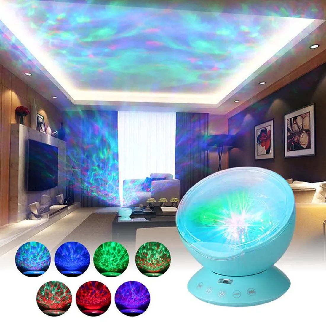 

USB Light Projector LED Light Projector Music Player Aid Sleeping Night Light RGB Colors Project Ocean Wave LED Night Light