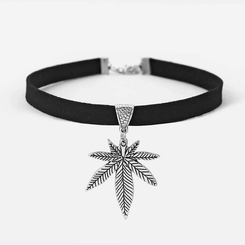 

Chokers Necklace Eye Of Horus Hemp Leaf Palm Horn Charms Pendant Faux Suede Leather Cord Collar Women Fashion Jewelry 13''