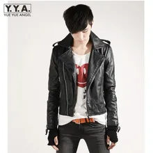 Мужская верхняя одежда, короткое пальто Rider, Корейская стильная куртка из искусственной кожи, крутая Байкерская тонкая мужская куртка на молнии с отложным воротником, Куртки из искусственной кожи