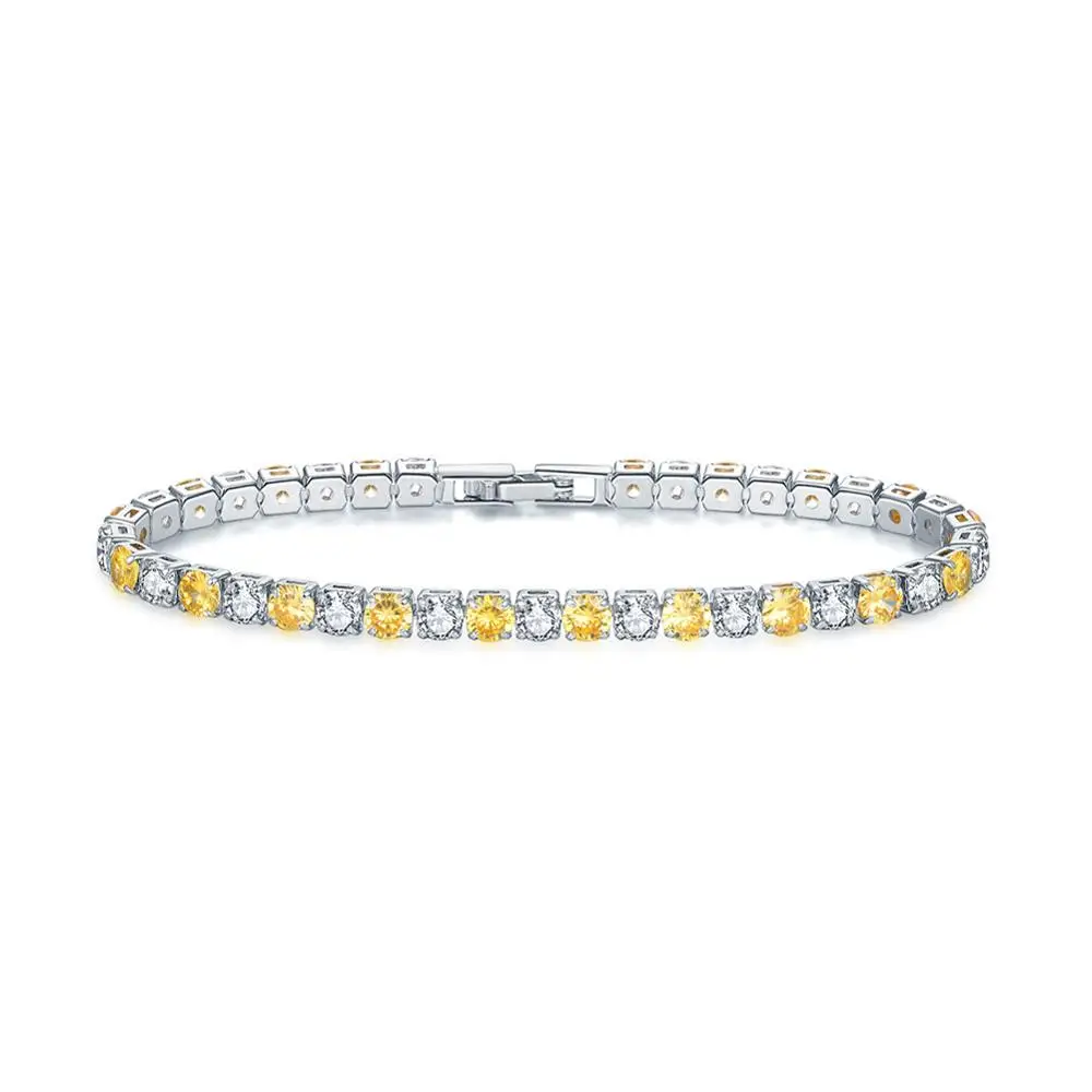 Clear Yellow UMODE теннисный браслет для мужчин ювелирные изделия Роскошные браслеты для женщин Femme Роскошные друзья ювелирные изделия аксессуары оптом UB0097E - Окраска металла: Clear Yellow