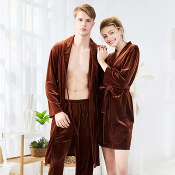

Explosion Velvet Couple Pajamas Female Autumn and Winter Nightgown Tracksuit Set Factory Wholesale