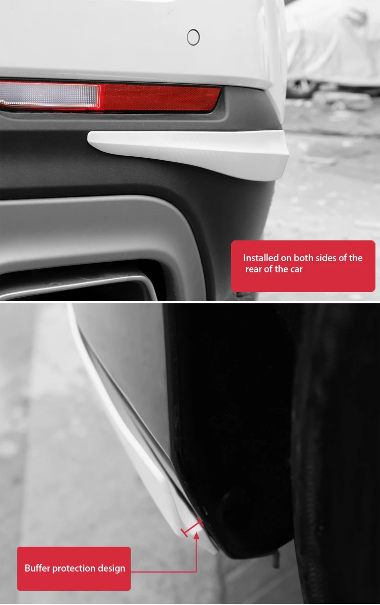 2pcs Car Front Rear Bumper Protector Guard Strip Rubber Scratch Sticker Black White Carbon Universal Adhesive Auto Lip Splitter