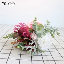 YO CHO 1 комплект искусственных роз, пионов, букет, декоративные шелковые цветы, букет невесты для свадьбы, дома, вечерние, искусственные цветы