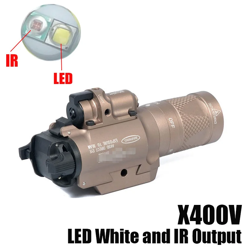 

Tactical SF X400V-IR LED White Light and IR Output X400V Hunting Weapon Light With Red Laser Sight