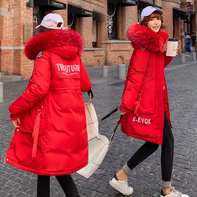 

2019 Autumn And Winter New Style Fashion Korean-style Loose-Fit WOMEN'S Dress Mid-length down Feather Cotton Overcoat Women's