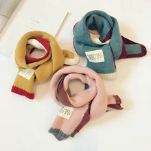 Милый шерстяной зимний кашемировый шарф для мальчиков и девочек, вязаный плотный теплый мягкий шарф, шарфы