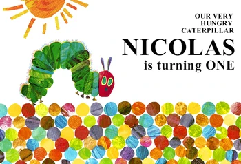 

custom The Very Hungry Caterpillar happy birthday party baby child photo background photography backdrops quality vinyl
