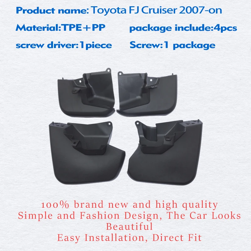 FOR Toyota FJ Cruiser 2007-2018 Mudguard Fender Mud Flap Guards Splash Mudflaps Car Accessories Auto Styline Front Rear 4pcs