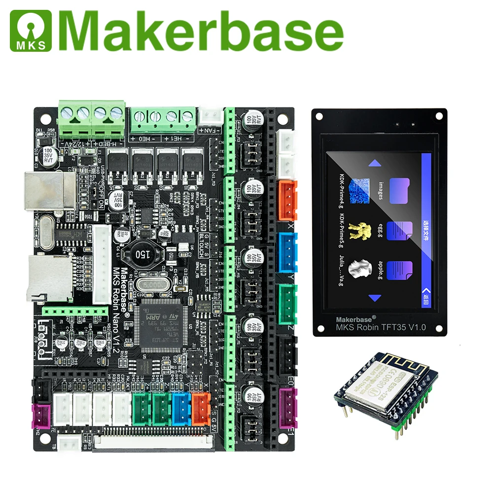 Makerbase MKS Robin Nano V1.2 32Bit Control Board 3D Printer parts support Marlin2.0  3.5 tft touch screen preview Gcode precisioncore printhead 3D Printer Parts & Accessories