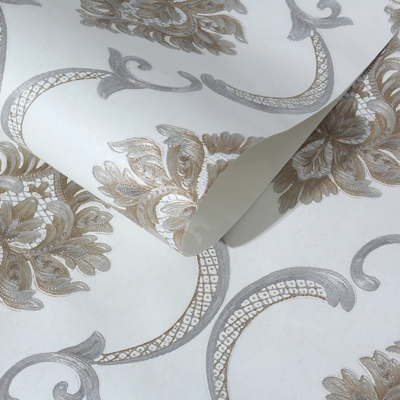 Modern Wallpaper Cream Damask Roll Embossed Texture Wall Paper for Living Room TV Background Decoration | Обустройство дома
