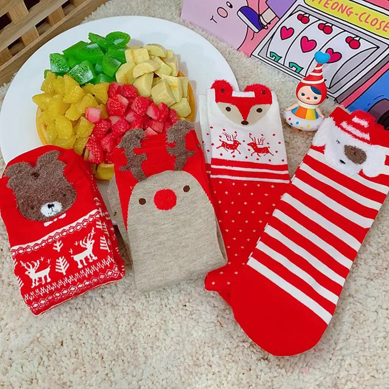 Новые осенне-зимние Новогодние рождественские носки с изображением снежного лося, подарочные носки, длинные носки, хлопковые носки мужские и женские размеры