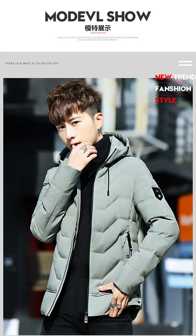 New Style Winter Mid-length Thick Cotton-padded Clothes Men Korean-style Slim Fit Youth Casual down Jacket Cotton-padded Cl