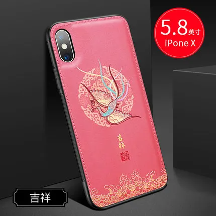 Стильный принт в китайском стиле, чехол для телефона, чехол для iPhone XS Max, мягкий силиконовый бампер, искусственная кожа, задняя крышка, чехлы для iPhone X/XR/XS - Цвет: 3