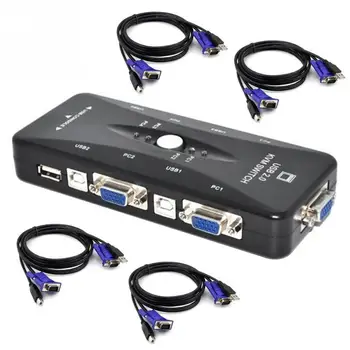 

Stable Transfer Video Cable 4 Port Computer Connection Kvm Synchronization Adapter Switch VGA Splitter Durable Laptop Portable