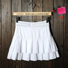 Женские спортивные шорты для тенниса, эластичные однотонные плиссированные юбки для бадминтона с кулиской, белые юбки с защитными шортами