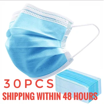

30pcs Disposable Mask Nonwove 3 Layer Mask Anti-Dust Mask Earloop Masks Anti-dust Virus Safe