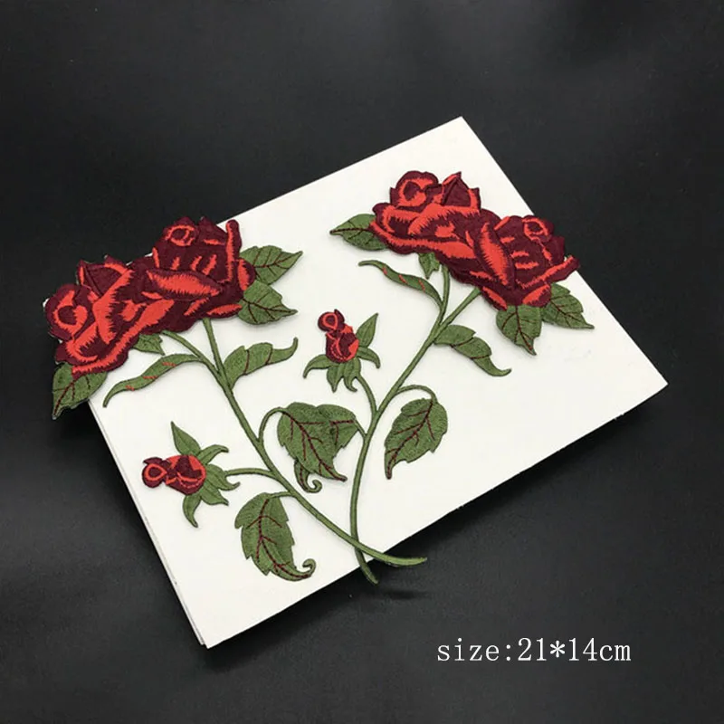 

1Pcs Delicate Rose Embroidery Iron-on Sew on Patches for Clothing Applique DIY Hat Coat Dress Pants Accessories Cloth Sticker