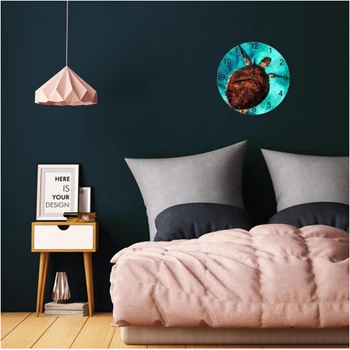 

25CM Round Wall Clock Numeral Digital Dial Mute Silent Non-Ticking Marine life Battery Operated Clocks for Home Study Room