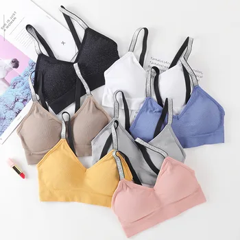 

Fashion Comfortable New Femlae Seamless Underwear Sports Women Camisole Women Tank Crop Top Silver Straps Lingerie Top