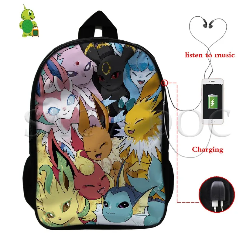 3 Крутой Многофункциональный рюкзак Pokemon Pikachu Gengar, USB зарядка, рюкзак для ноутбука для подростков, женщин, мужчин, школьные дорожные сумки - Цвет: 3