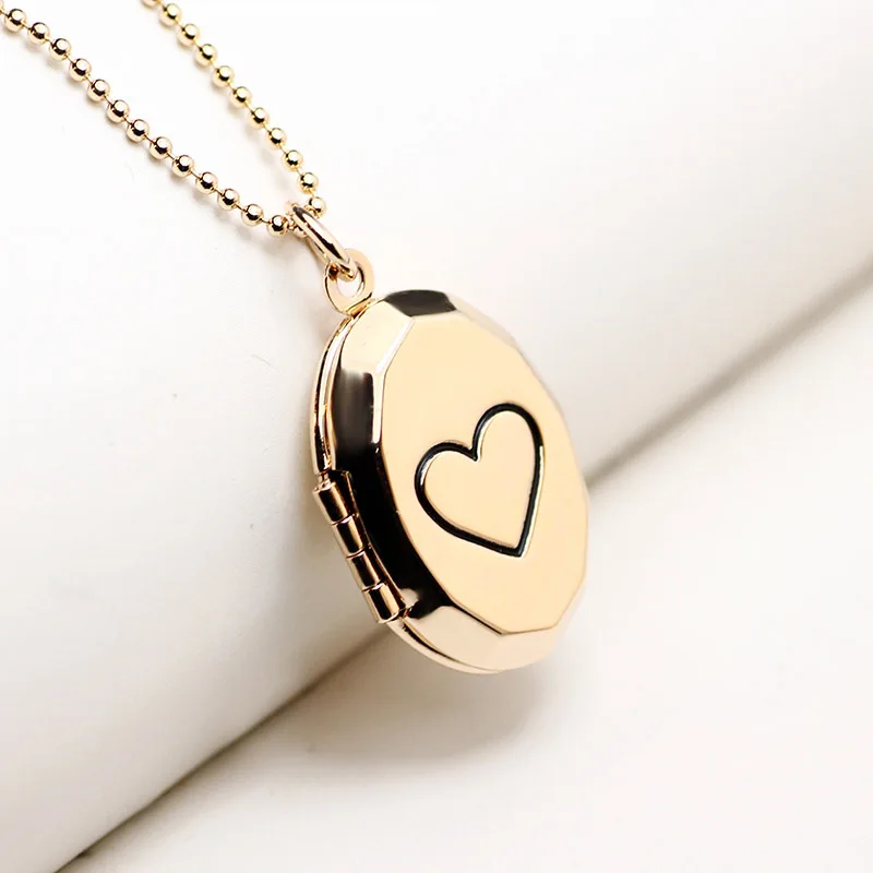 

Petite Elliptical Photo Phase Box DIY Floating Locket Heart Necklace Pendant Fragrance Essential Oil Diffuser for Women