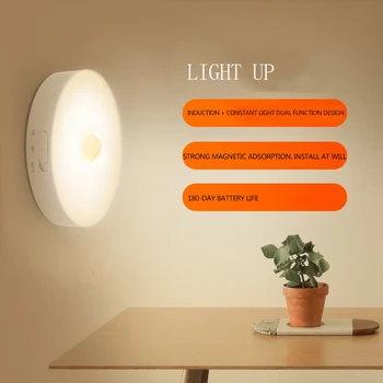 

Smart Human Body Intelligent Induction Night Light Control LED Lithium Battery Magnetic Touch Led Night Light 2020 New Arrived