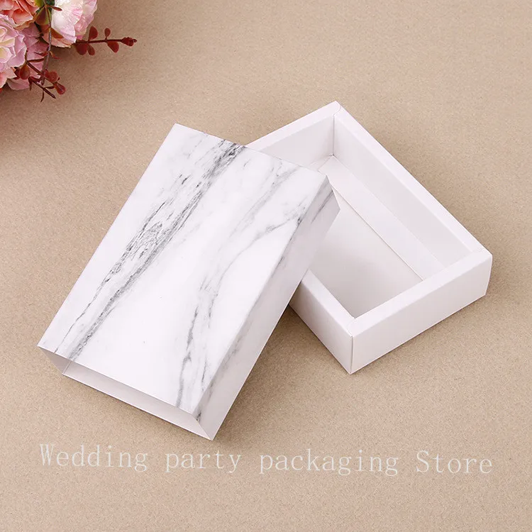 

10pcs / marble small box gift packaging Festival wedding party pull-out jewelry packaging storage box chocolate candy box