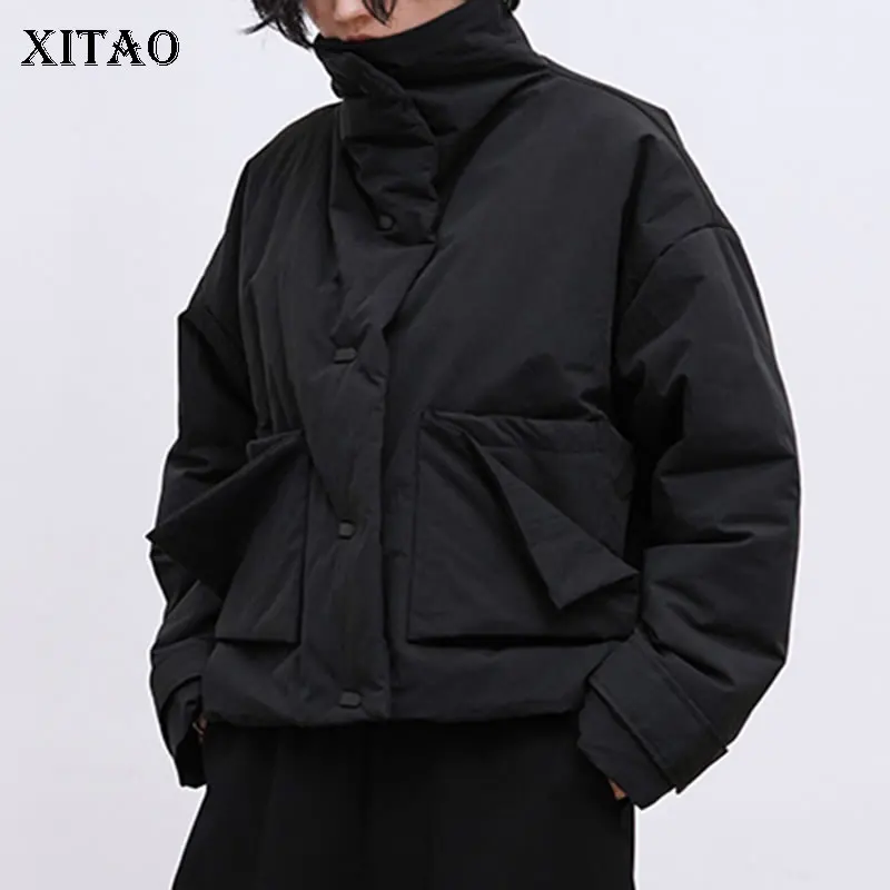 XITAO, Черная Женская парка, модная, новинка, зимняя, с широкой талией, с одним нагрудным карманом, маленькая, свежая, миноритарная, Повседневная парка, пальто, DMY1964