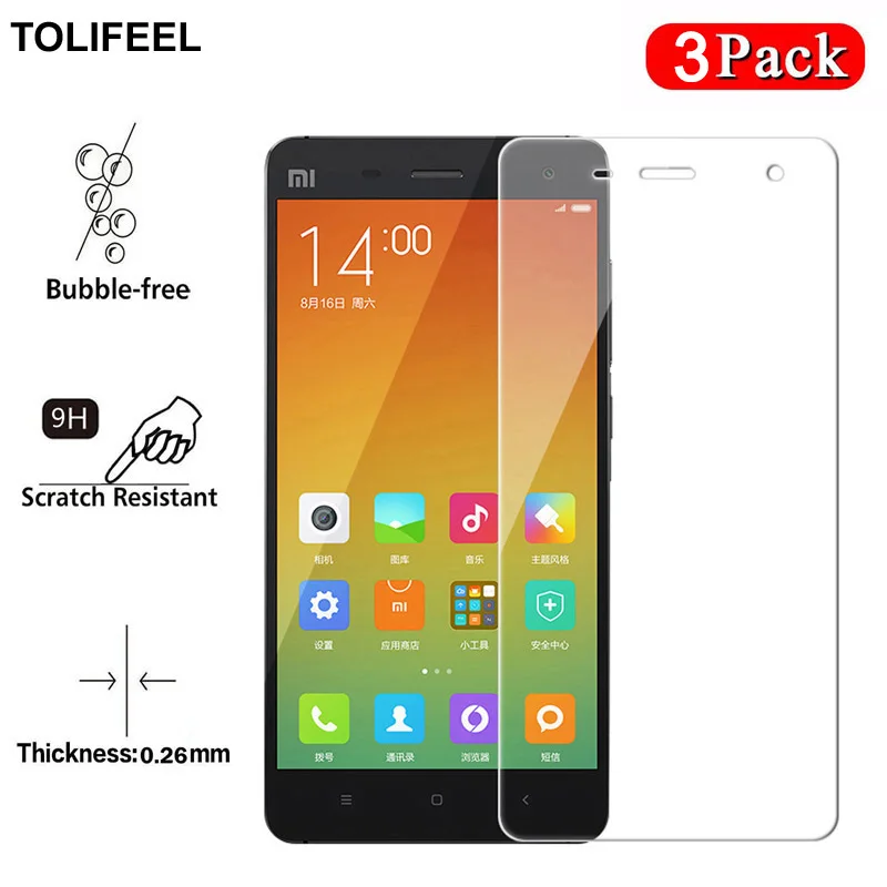 3 шт. закаленное стекло TOLIFEEL для Xiao mi 4 M4 защита экрана 9H 2.5D упрочненная Защитная пленка для Xiao mi 4 mi 4 стекло