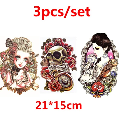 style 6-3Pcs 2/3/4/7 штук Временные татуировки 3D татуировки Водонепроницаемый наклейки для боди-арта переводка переводные наклейки для Для женщин и девочек - Цвет: style 6-3Pcs