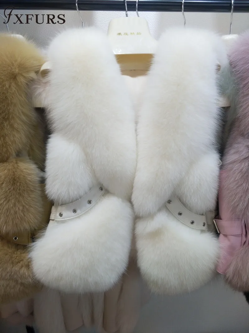 Женское пальто жилетки из натурального Лисьего меха короткие дизайнерские женские зимние модные меховые жилеты кожаные меховые жилеты жакеты с заклепками теплые пальто