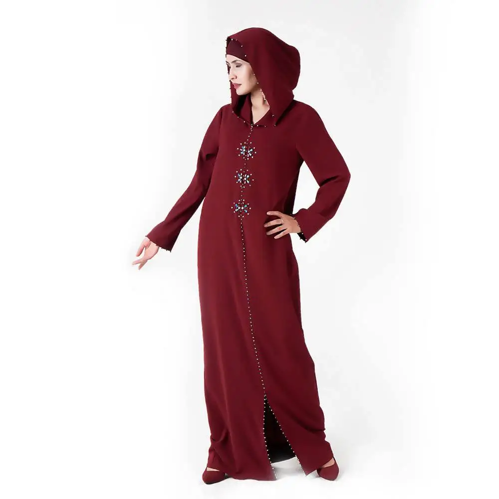 Мусульманское abaya женское Макси платье с капюшоном длинное платье Jalabiya Дубай ислам одежда марокканский малайский горный хрусталь платье Вечерние модные