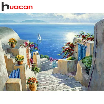 

Huacan Full Square/Round Diamond Painting 5D DIY Landscape Diamonds Embroidery town Kits Decorations Home