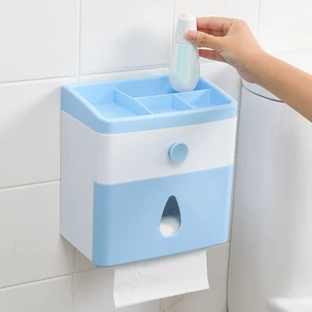 

Creative Double Layer Paper Towel Box Waterproof Tissue Box Multi-Function Paper Roll Extraction Storage Box with Drawer