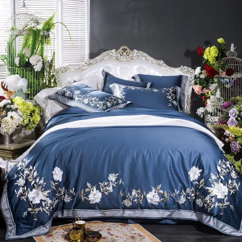 J2 вышивка Бегония постельные принадлежности набор пододеяльник 1000TC Египетский