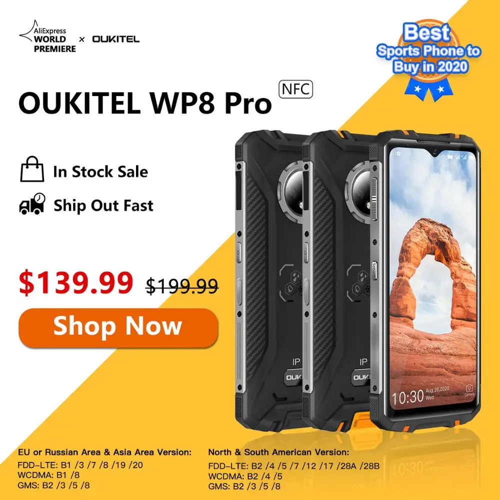 OUKITEL WP8 Pro прочный мобильный телефон 4G смартфон 4 Гб 64 5000 мАч Восьмиядерный NFC 16MP